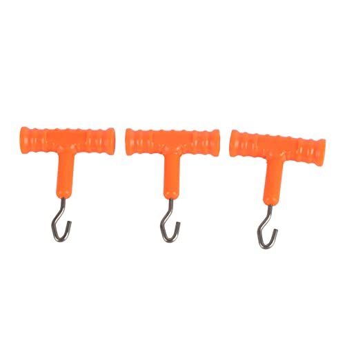 Pilipane Fishing Knot Puller with T Handle Design for Carp Fishing Plastic, Stainless Steel Hook, Easy to Use, Ensures Strong Knots and Rig Testing, Essential Tool for Anglers (Orange)