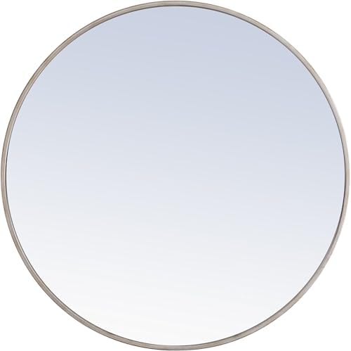 Elegant Decor Eternity 32" Round Metal Frame Mirror in Silver