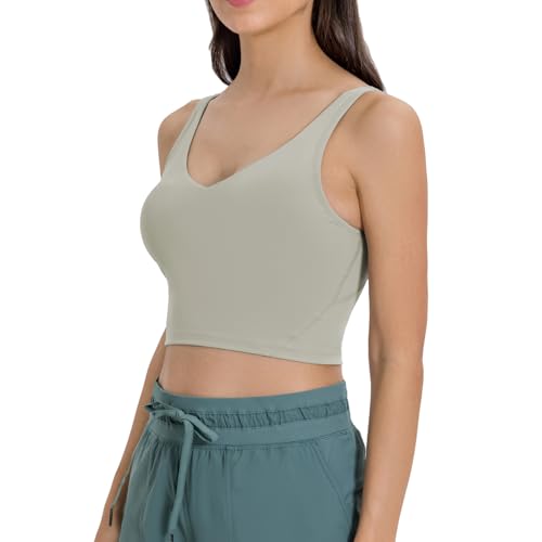 Image of Lemedy Women Sports Bra Longline Crop Tank Top Padded Workout Running Yoga
