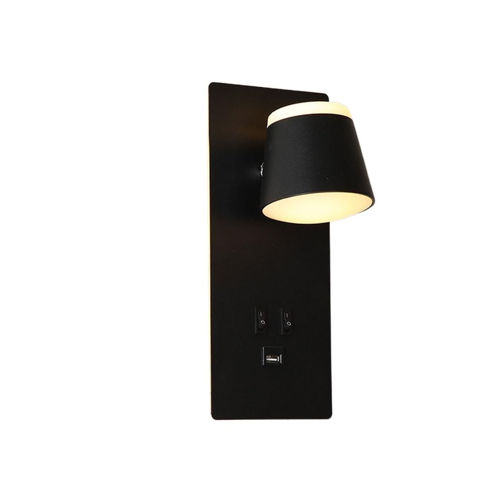 RXPVUXE Rectangle Led Wall Sconce 330° Rotatable Up Down Wall Mount Light with USB Port and Switch On Off, Bedside Reading Map Acrylic Hardwired Wall Lighting Fixture 3000K Home Decor Sconces