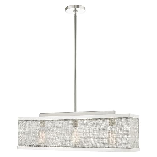 Image of Livex Lighting 46213-91 3 Light Brushed Nickel Chandelier, 6.5 x 30 x 47.75