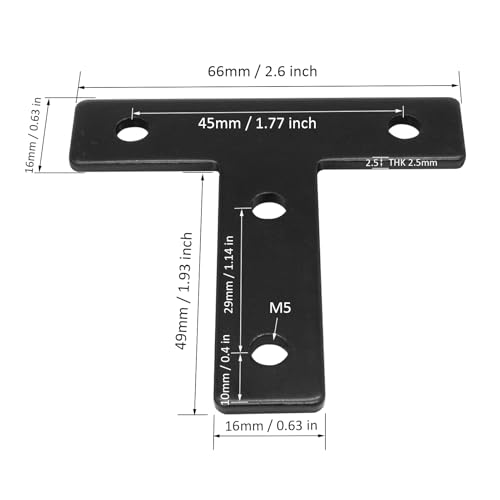 Image of 10 Sets 2020 Series Aluminum Extrusion Profile T Brackets Black Right Angle Joint Plate with M5 T Slot Nuts and Bolts Hardware for 2020 2040 V Slot Extruded Aluminum Connectors Accessories