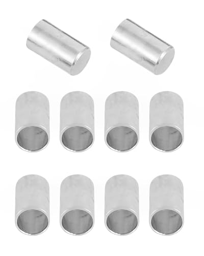 UYRVAPE 10pcs Endkappen aus Metall für 8mm PPM Seil, Tau, Schmuck, Kordelende bei Hundeleine, Halsband, Kette, Schmuck Säule Leder Kabel Endkappen Kabelende Für Schmuckherstellung(Silber)
