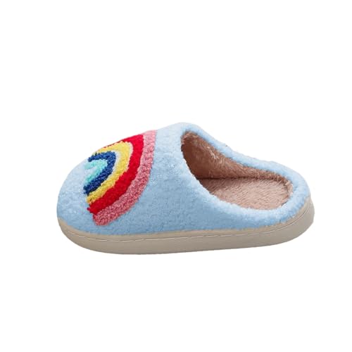 Generisch Zapatillas de estar por casa para niños con diseño de arco iris para niños pequeños y niños, cómodas zapatillas de interior, azul, 34 EU