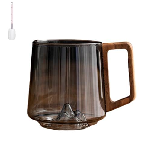 Générique - Générique Taza De Vidrio De Borosilicato Resistente Al Calor, Tazas De Café Inclinadas De Vidrio Gris Ahumado Con Asa De Madera (Gris fumé, 1)