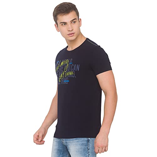 Image of Spykar Men's Cotton Blend Slim T-Shirts