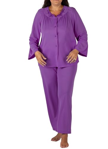 Shadowline Women's Plus-Size Petals Long Sleeve Pajama