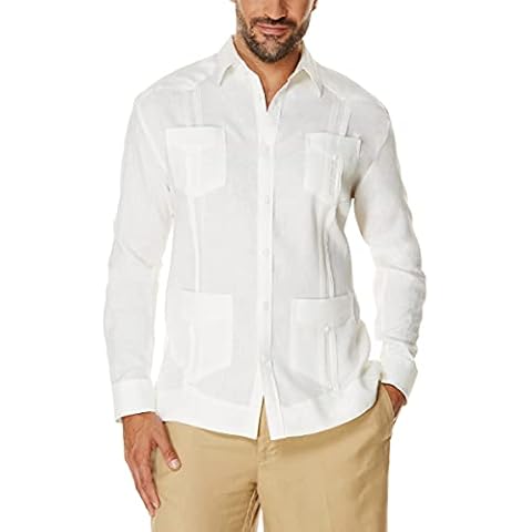 Cubavera Men's Four-Pocket Mini Pintuck Long Sleeve Button-Down Guayabera Shirt, Bright White, XXL Cover