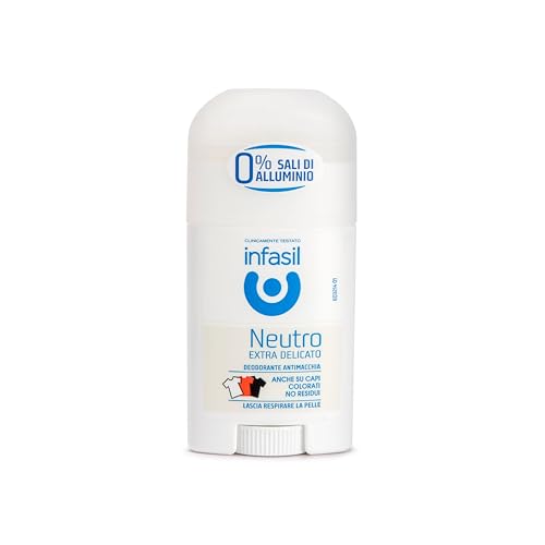 Infasil Neutro Extra Delicato, Deodorante Stick con Formula Delicata che Lascia Respirare la Pelle, Deodorante Senza Sali di Alluminio, Efficace Fino a 24H, Formula Antimacchia, 50 ml