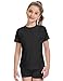 HASMES Girls Athletic Shirts Short Sleeve Active T-Shirts,Basic Tee Tops,Sports Activewear for Kids Black