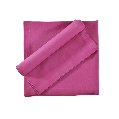Image of FINGERCRAFT Table Napkins 18x18 Inches Set of 6 Cotton Linen Blend Fabric Dinner Cloth Napkins Washable and Reusable, Good Absorbency for Home, Parties, Hotels (Magenta)
