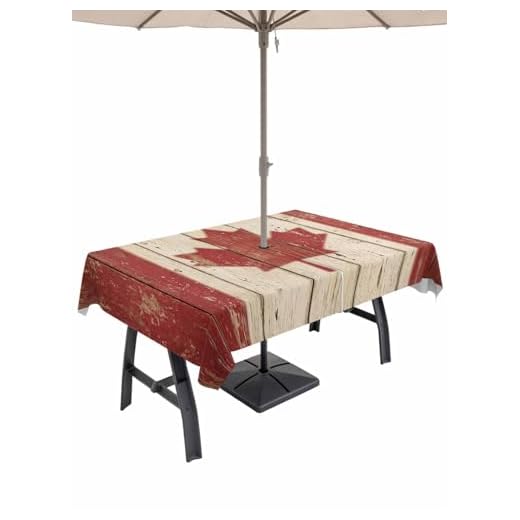 Elegant Canada Flag Tablecloth with Umbrella Hole