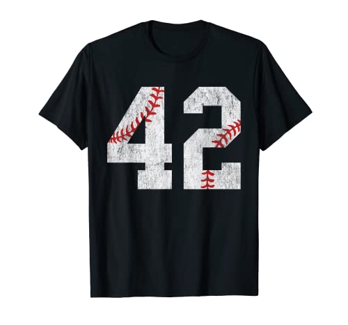 Número # 42 Vintage 42 Cumpleaños Béisbol Amante 42 Años Camiseta