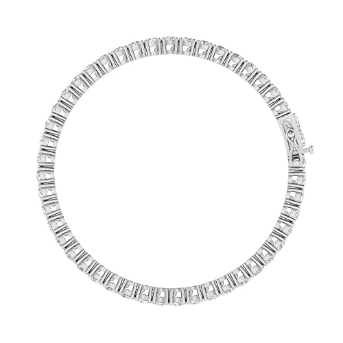 Twobirch 18K White Gold Plated Tennis Bracelet 3Mm With Round Moissanite (Sterling Silver, Size 6", 4.7 Ct Dew) #TOP5