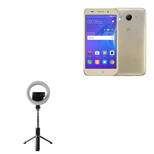 BoxWave Stand and Mount Compatible with Huawei Y3 - RingLight SelfiePod, Selfie Stick Extendable Arm with Ring Light - Jet Black