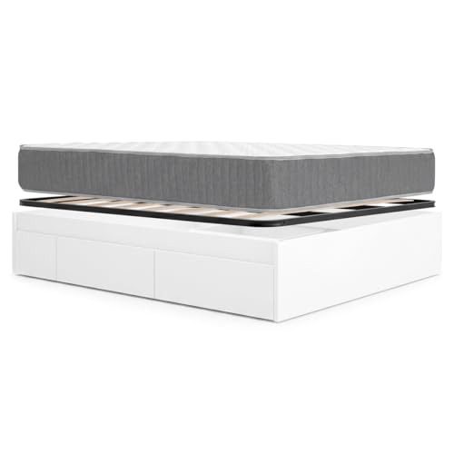 DEKIT - Pack Ahorro Dormitorio Cama Alice de 4 cajones bajo Cama con 1 Colchón viscoelástico con muelles ensacados Aurea 150 x 190cm y 1 Somier de Lama Ancha