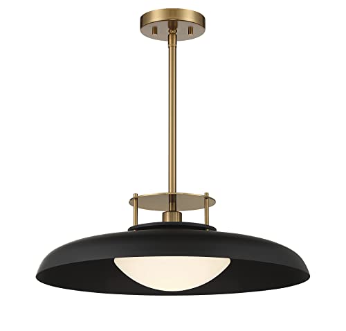 Savoy House 7-1690-1-143 Gavin 1-Light Pendant In Matte Black With Warm Brass Accents (20" W X 8" H) #TOP7