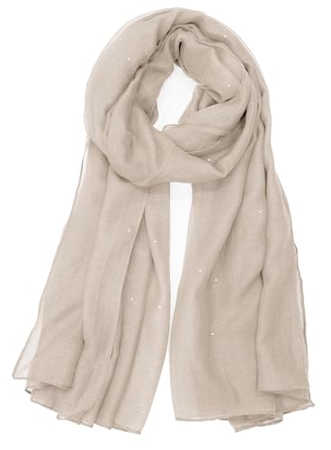 Van Der Rich ® - Echarpe Paillette Foulard Doux - Femme (11-Beige, TU)