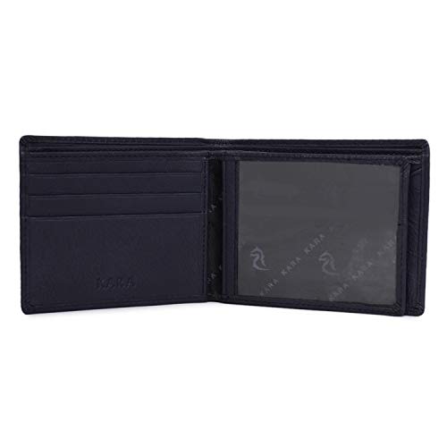 Image of KARA Blue Men's Genuine Leather Wallet - Color Stitch Style Leather Wallet for Men with 6 Card Holder Slot