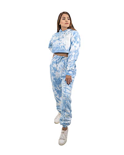 NOROZE Enfants Filles Haut Court Tie-Dye Sweat-Shirt Sweats à Capuche Chemisier Pull-Over Manches Longues Encapuchonné Pulls molletonnés Haut (9-10 Ans, Bleu) Cover