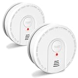 fire Alarms for Home Smoke Detectors with Enhanced 10 Years Photoelectric Sensor, Optical Smoke Alarm 5 Year Battery Operated for Office 2pack