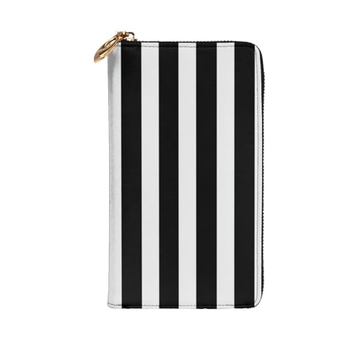 Black & White Stripe Wallet For Women Men Clutch Rfid Blocking Leather Wallets Large Capacity Purse Credit Card Holder Money Case With Zipper Phone Holder Long Travel Purse2