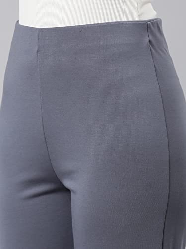 Image of GO COLORS Soft Cotton Stretch Flared Pant Full Length for Women| Breathable, High Rise