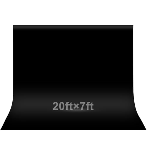 Image of EMART 20x7ft Black Backdrop for Photoshoot, High Density Polyester Fabric Pure Backdrop Curtain, Black Photography Backdrop for Portrait Photoshoot, Video Recording