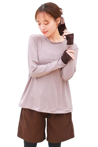 [THE CLASSIC TOKYO] 【５点セット】水着 ラッシュガード 体型カバー レディース UPF50+ uvカット (JP, アルファベット, L, 09 ピンクベージュ×チョコレートブラウン)の商品画像（Amazon）