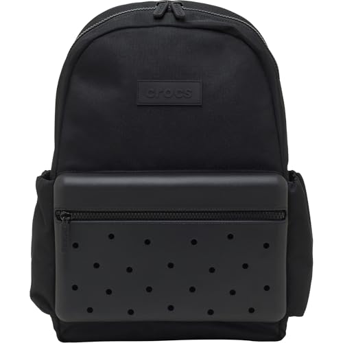 Crocs Mochila de nylon, personalize com pingentes Jibbitz, Preto, One Size, Crocs Mochila de nylon