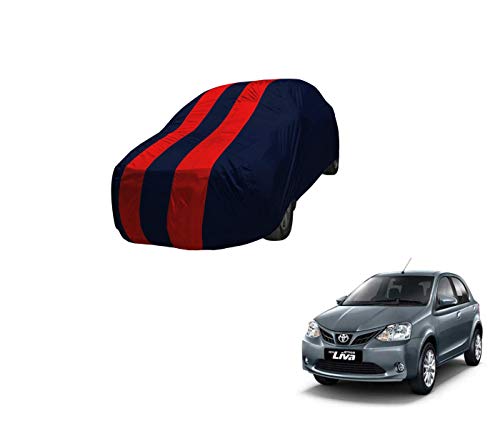 Image of Auto Hub Car Cover Compatible with Etios Liva with Mirror Pocket,Triple Stitched, Weather Proof, Etios Liva Car Cover- Navy-Red