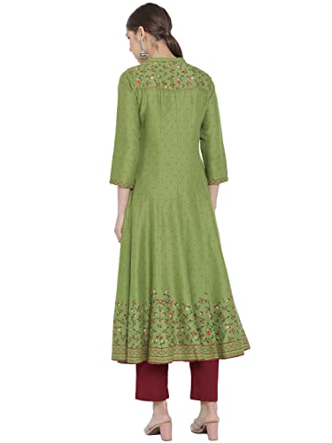Image of Yash Gallery Women's Rayon Relaxed Fit Anarkali Floral Printed Kurta