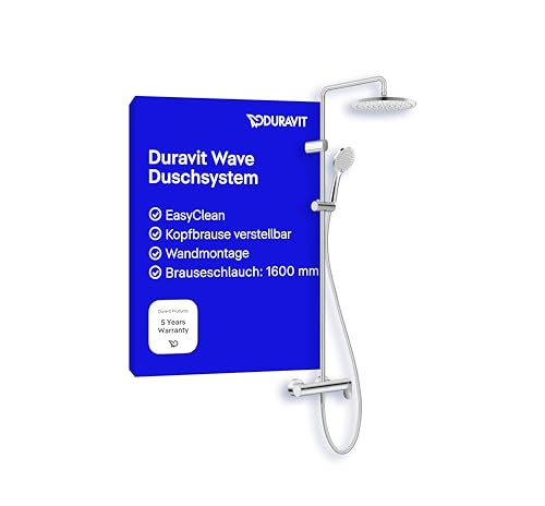 Duravit Wave Duschsystem, Duschset (Thermostat, Kopfbrause, Handbrause, Brauseschlauch), Regendusche, Duscharmatur, Chrom