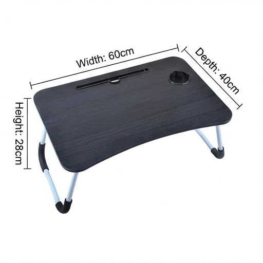 Image of MemeHo Multi-Purpose Foldable Laptop Table for Bed & Sofa | Portable Study Desk, Breakfast & Reading Table | Ergonomic Design, Non-Slip Legs | Fits up to 17 inch Laptop (Black)