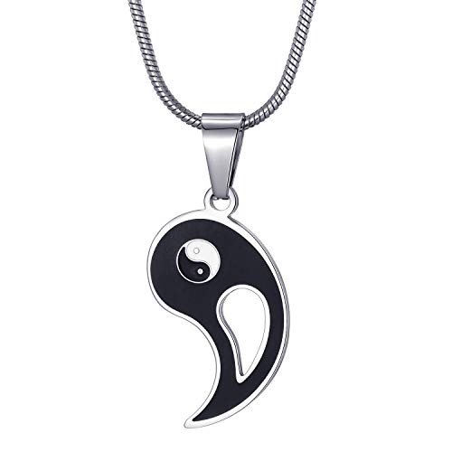 Moo&Lee Yin Yang Couples Necklace For Men And Women Unisex Friendship Pendant With 22 Inches Stainless Steel Snake Chain #TOP2