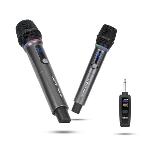 Microfone Sem Fio Duplo RGB, Microfone Karaoke UHF, Microfone Dinamico, Microfone de Mão Profissional para Festas, Eventos, Aulas, Palestras, Lgreja, Desempenho, Entretenimento Familiar, MAC4406