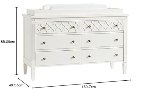 Image of APRODZ Wooden Sideboard Cabinet for Hallway Living Room 6 Drawer Organiser for Bedroom Multipurpose Furniture Home Kitchen Drawing Room Lounge with Top Storage & Mattress (Included) (White /Finish)
