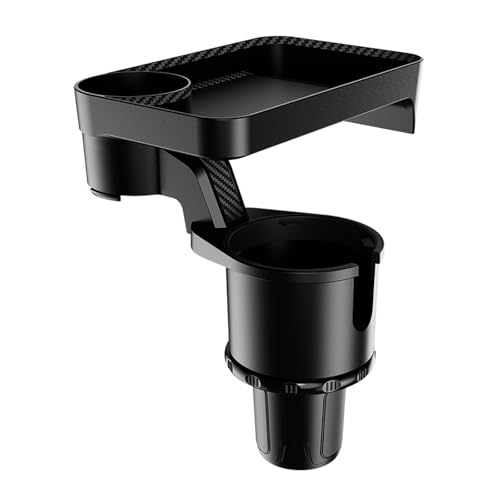 BTtime 車用ドリンクホルダー 2in1 カップホルダー トレイ付き 飲み物と収納 収納便利 多機能 取付簡単 使い勝手 安定感 滑り止め (ブラック）