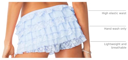Image of NUFIWI Women Lolita Bloomers Ruffle Shorts Lace Cute Pumpkin Pants Sexy Boyshorts Layered Y2k Mini Shorts Pettipants