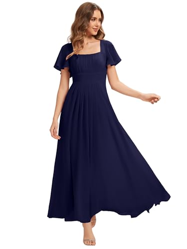 Robe de demoiselle d'honneur col carré idéale pour mariage chic