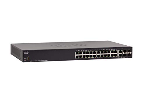 Cisco SF250-24P Smart Switch with 24 Fast Ethernet Ports plus 185W PoE plus 4 Gigabit Ethernet (GbE) ports, Limited Lifetime Protection (SF250-24P-K9-NA)