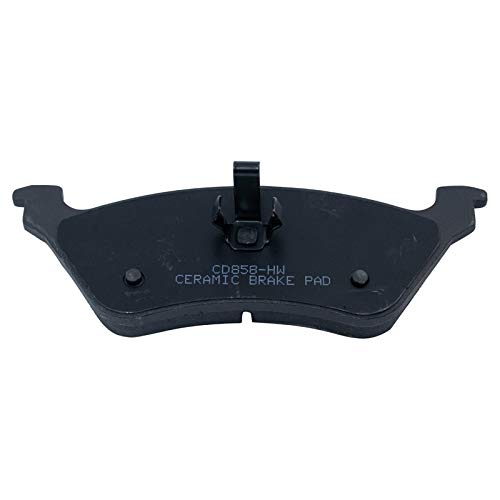 Image of TRQ Rear Brake Pad and Rotor Set Ceramic Parking Brake Shoe Compatible with 2001-2007 Chrysler Town & Country Caravan Grand Caravan