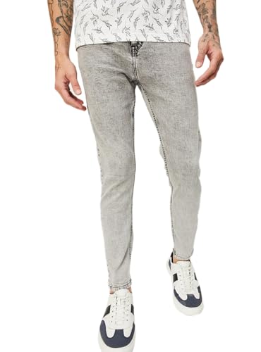 Image of Max Men's Carrot Fit Acid Washed Cotton Blend Jeans