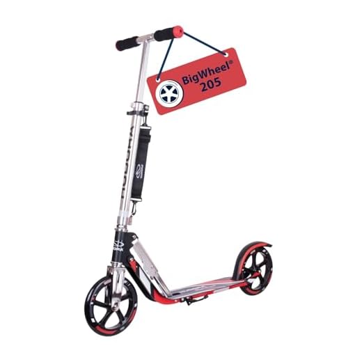 HUDORA Scooter BigWheel 205 - Rodillo de aluminio estable - Patinete urbano ajustable y plegable con soporte - Patín deportivo para niños y adultos hasta 100kg