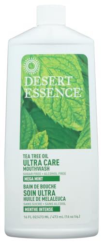 Ultra Care Mouthwash - Made With Natural Tea Tree Oil - Sugar-Free, Alcohol-Free - Mega Mint, 16 fl oz (Pack of 2)