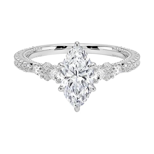 Certified 1,2,3 Carat Marquise Lab Grown Diamond (VS1 & VVS2) 10K 14K 18K Gold Wedding Engagement Ring For Womens Nature Inspired Moissaite Ring Christmas Gift