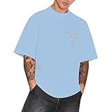 Camisetas de trabajo para hombre, camiseta de verano de gran tamaño con cuello marinero y estampado de árbol tropical, transpirable, transpirable, ajuste holgado, camisa casual, ropa de calle