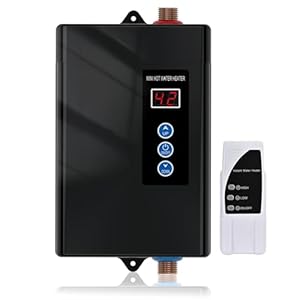 3000W Tankless Electric Water Heater,110V Under Sink On Demand Instant Hot Water Heater With Remote Control,LCD Touch Screen tankless Water Heater (110 V, Black)