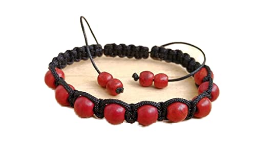 Bracelet agate rouge 8mm LKBEADS avec cordon ajustable pour yoga