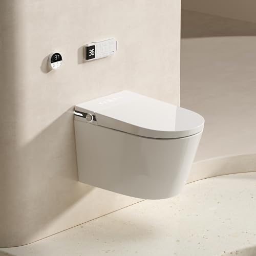 MEJE Smart Wall Hung Toilet Combo Built-in Water Tank Built-in Bidet Heated Seat Warm Water Dryer Auto Open/Close Lid Auto Flush Foam Shield (Include In-Wall Frame Carrier)
